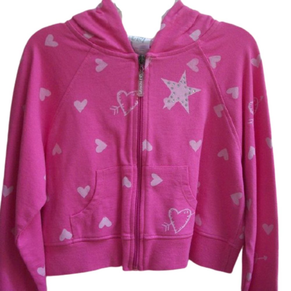 0014 LA SENZA GIRL - Cropped Pink Hooded Cotton Zip up Jacket Girl XXL  ---